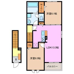 松阪駅 徒歩27分 2階の物件間取画像